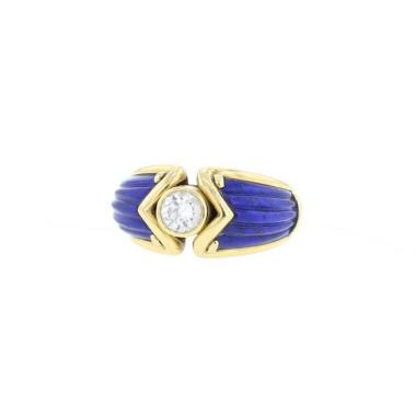 Bague années 80 Boucheron  en or jaune, lapis-lazuli et diamant