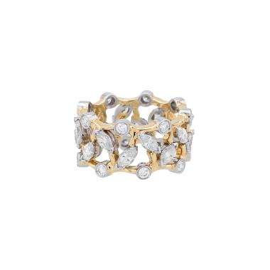 Bague bandeau Tiffany & Co et Jean Schlumberger studios Vigne en platine, or jaune et diamants
