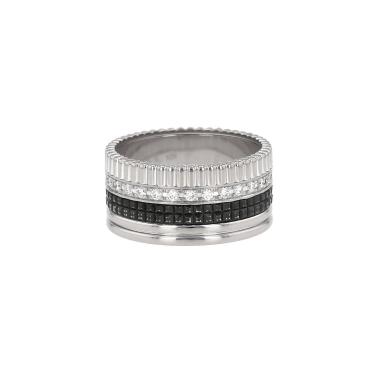 Bague Boucheron Quatre Black Edition grand modèle en or blanc, diamants et PVD noir