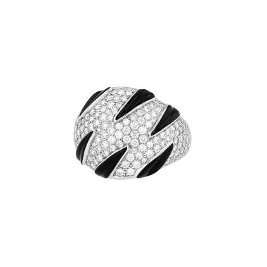 Bague Cartier  en or blanc, diamants et onyx