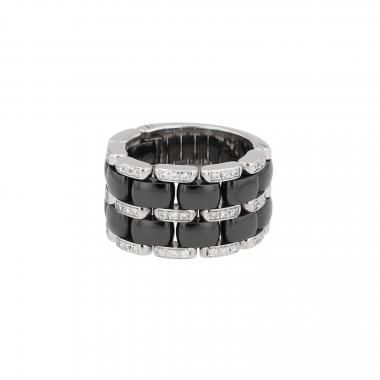 Bague Chanel Ultra grand modèle en or blanc, céramique noir et diamants