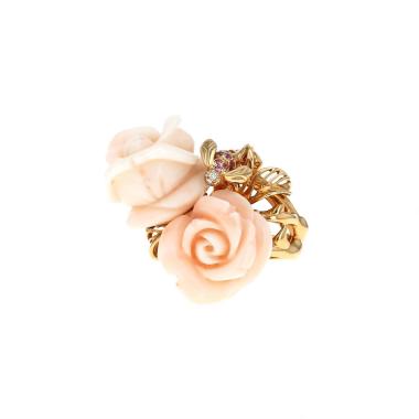 Bague Dior Pré Catelan en or jaune, corail rose et saphirs roses