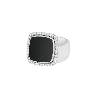 Bague Fred Pain de Sucre grand modèle en or blanc, diamants et oeil de faucon