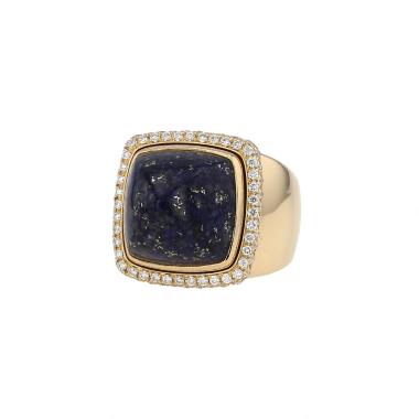 Bague Fred Pain de Sucre grand modèle en or jaune, diamants et lapis-lazuli