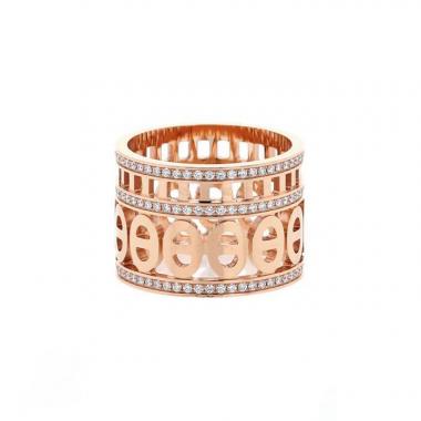 Bague Hermès Chaîne D'ancre Divine moyen modèle en or rose et diamants