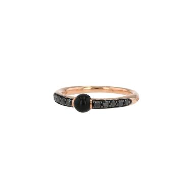 Bague Pomellato M'ama Non M'ama en or rose, diamants noirs et onyx