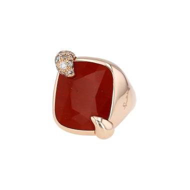 Bague Pomellato Ritratto moyen modèle en or rose, jaspe et diamants