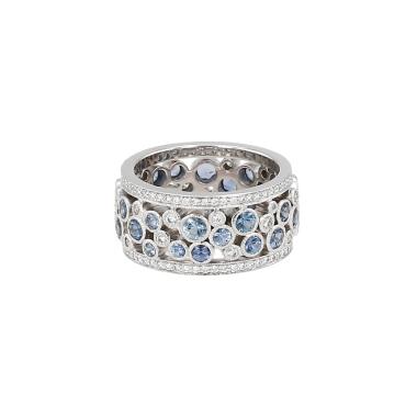 Bague Tiffany & Co Cobblestone en platine, diamants et saphirs