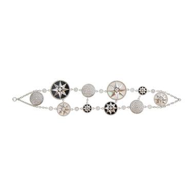 Bracelet Dior Rose des vents en or blanc, nacre, onyx et diamants