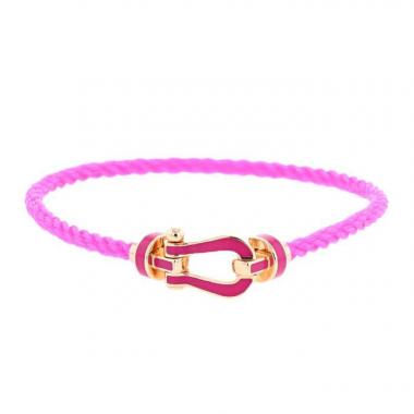 Bracelet Fred Force 10 moyen modèle en or rose et émail rose