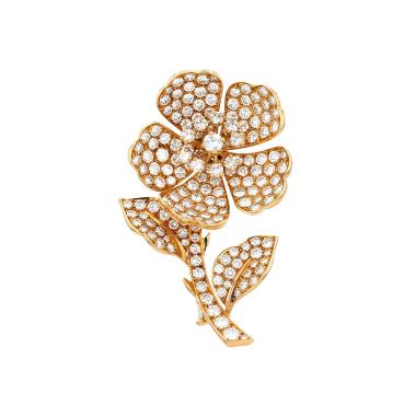 Broche Boucheron  en or jaune, diamants et rubis