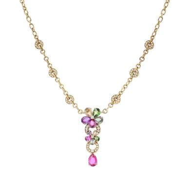 Collier Bulgari Flora en or jaune, diamants et saphirs de couleur