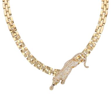Collier Cartier Panthère en or jaune, diamants, émeraudes et onyx