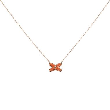 Collier Chaumet Jeux de Liens en or rose, laque orange et diamant