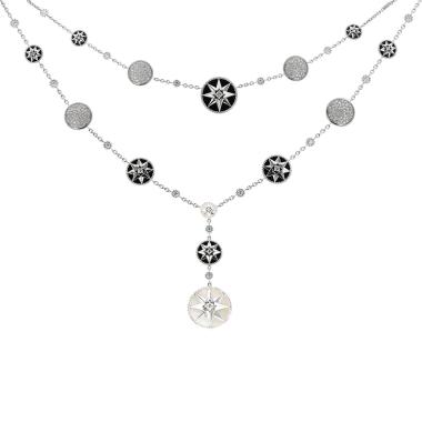 Collier Dior Rose des vents en or blanc, onyx et diamants