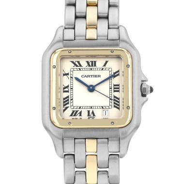 Montre Cartier Panthère moyen modèle  en or et acier Ref: Cartier - 8394  Vers 1990