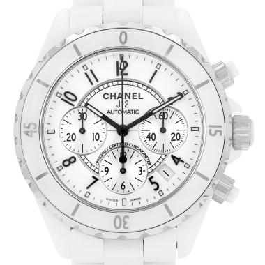 Montre Chanel J12 Chronographe en céramique blanche et acier Vers 2000