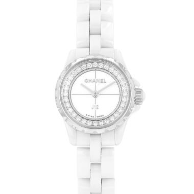 Montre Chanel J12 Joaillerie  petit modèle en céramique blanche et acier Vers  2021