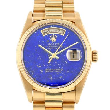 Montre Rolex Day-Date "Lapis-lazuli" en or jaune Ref: Rolex - 18038  Vers 1980