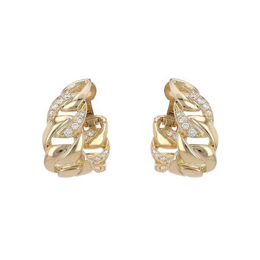 Paire de boucles d'oreilles Cartier Bergame en or jaune et diamants