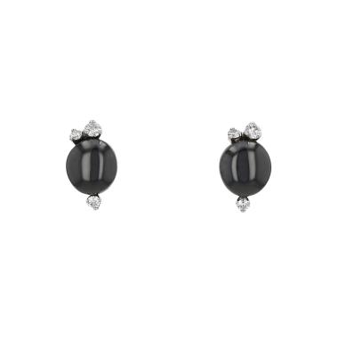 Paire de boucles d'oreilles Pomellato Capri en or blanc, céramique noir et diamants