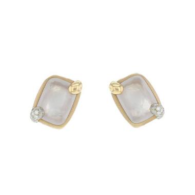 Paire de clips d'oreilles Pomellato Ritratto en or rose, quartz et diamants