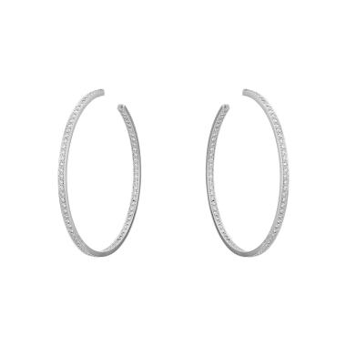 Paire de créoles Cartier Etincelle en or blanc et diamants