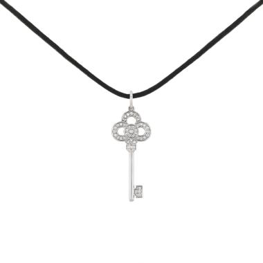 Pendentif Tiffany & Co Clé en or blanc et diamants