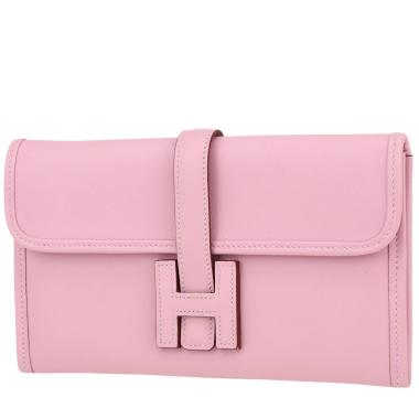 Pochette Hermès  Jige en cuir Swift Rose Bubblegum