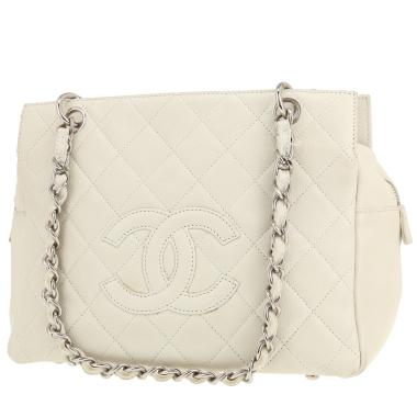 Sac à main Chanel Petit Shopping en cuir matelassé crème