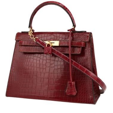 Sac à main Hermès  Kelly 28 cm en crocodile porosus rouge Braise