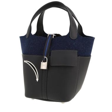 Sac à main Hermès  Picotin Go Team 18 en feutrine bleu-nuit et swift Bleu Caban