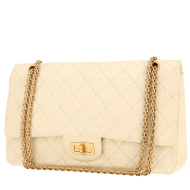Sac bandoulière Chanel 2.55 en cuir matelassé crème