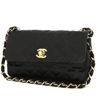Sac bandoulière Chanel   en satin noir