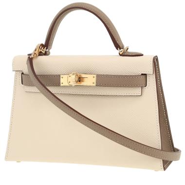 Sac bandoulière Hermès  Kelly 20 cm en cuir epsom Nata et étoupe