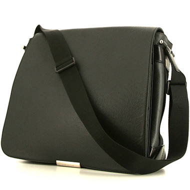 Sac bandoulière Louis Vuitton  Viktor en cuir taiga gris anthracite et toile grise