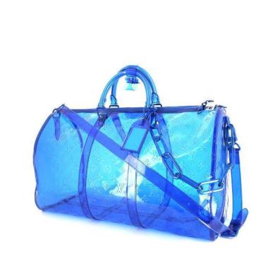 Sac de voyage Louis Vuitton  Keepall Editions Limitées en vinyle dégradé bleu et vinyle bleu