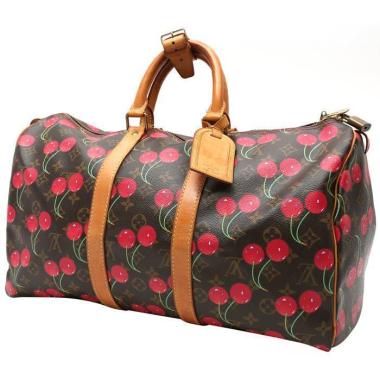 Sac de week end Louis Vuitton  Keepall Editions Limitées en toile monogram et cuir naturel