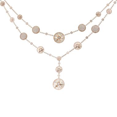 Sautoir Dior Rose des vents en or rose, nacre et diamants